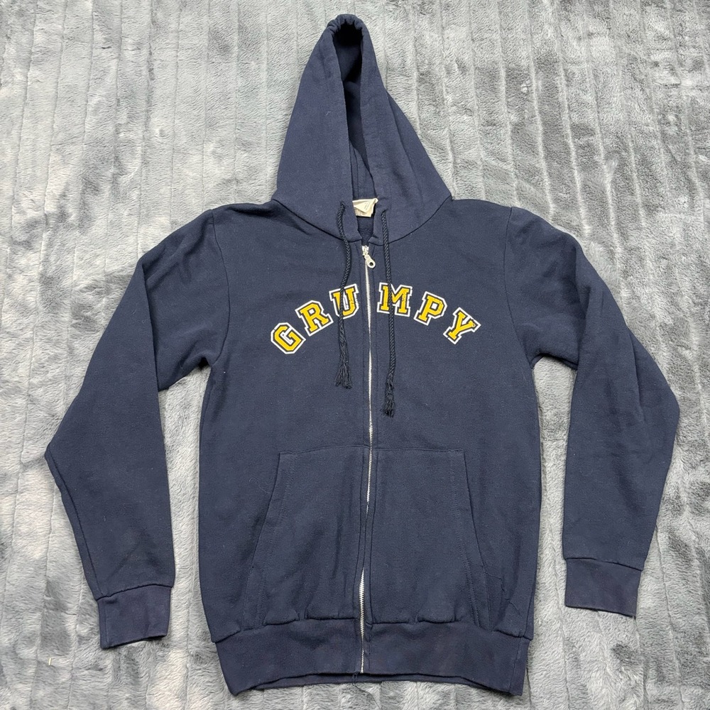 Disney Store Grumpy Zip Up Hoodie Navy Blue Snow White Dwarf Small 11479